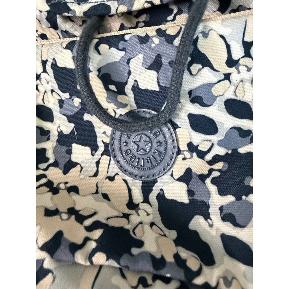 Kipling City Pack All-Day Backpack Blue‎ Tan Flower Art Everyday Travel